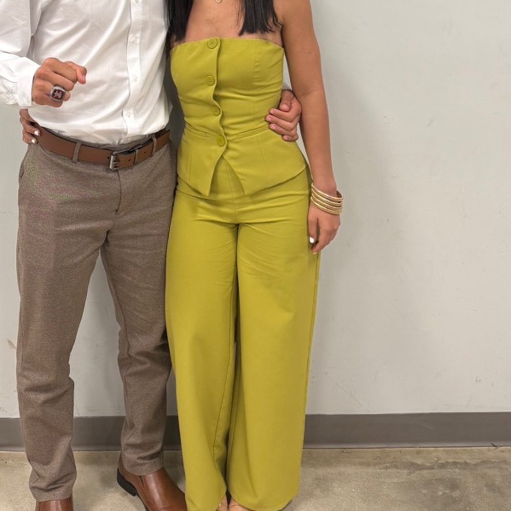 Green Jumpsuit with Wide-Leg Design